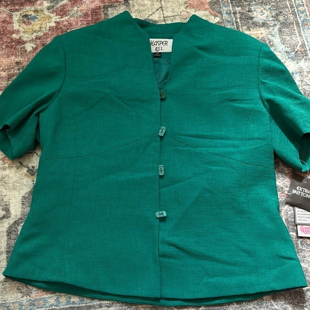 KASPER ASL short‎ sleeve green suit jacket top Sz 10 new